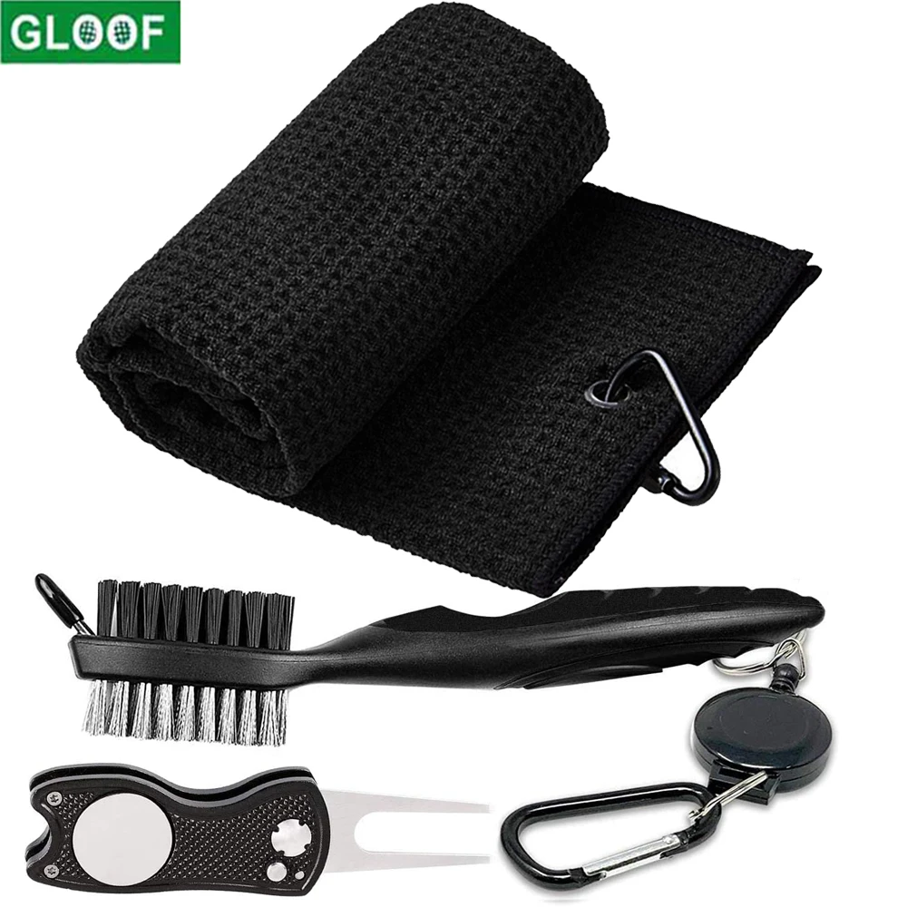 Полотенце для гольфа GLOOF из микрофибры с вафельным узором щетка очистки пазов