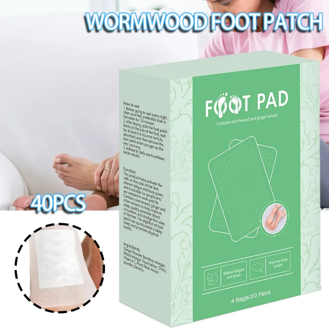 

40pcs Natural Wormwood Body Cleansing Foot Pads Reduce Fatigue Relieve Tension Improve Sleep Quality Promote Health Foot Care