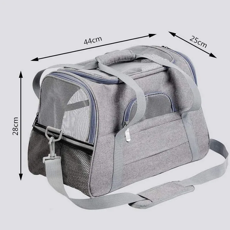 Soft Pet Carriers Portable Breathable Foldable Bag Cat Dog Carrier Bags Outgoing Travel Pets Handbag with Locking Safety Zippers