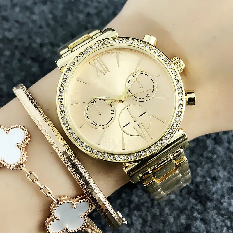 Brand Wrist Watches Women Girl Ladies Crystal Style Quartz Casual Steel Metal Band Clock m47
