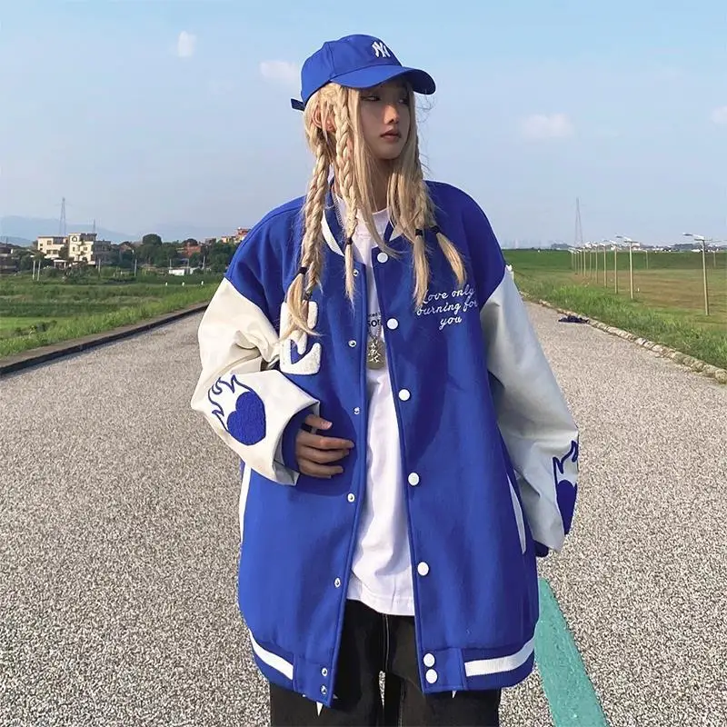 

Зимняя американская уличная искусственная вышитая бейсбольная униформа для мужчин и женщин, утепленная Свободная куртка с прострочкой, тр...