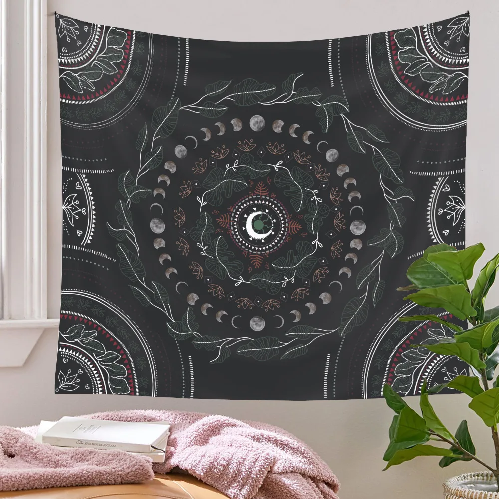 

Moon Phase Tapestry Wall Hanging Botanical Celestial Floral Wall Tapestry Hippie Flower Wall Carpets Dorm Decor Starry SkyCarpet