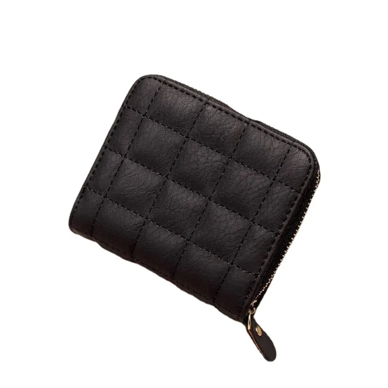 Fashion Short Wallets for Women PU Leather Female Plaid Purses Card Holder Wallet Small Zipper Wallet with Coin Purse Clutch Bag