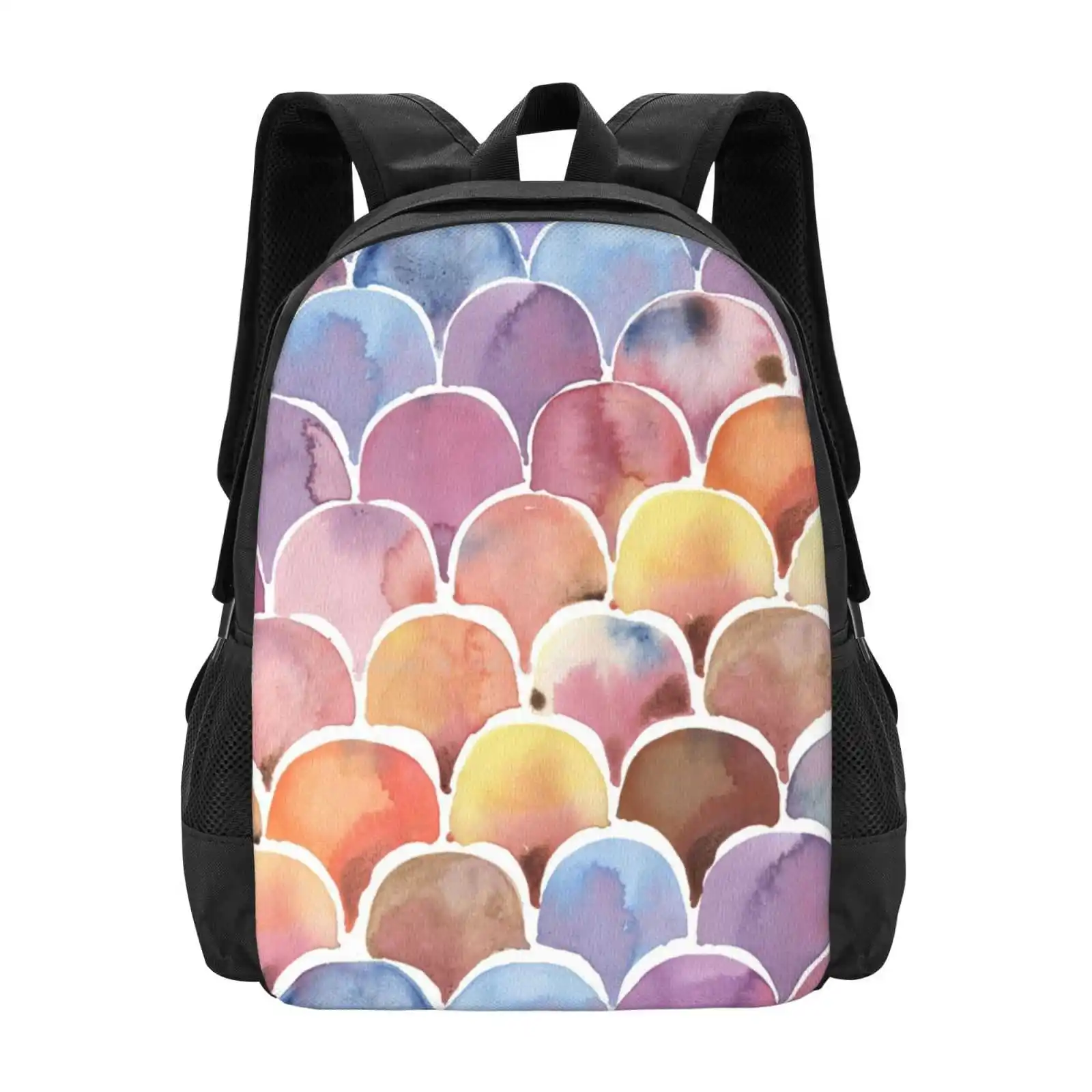 

Fishskin School Bags Travel Laptop Backpack Colorful Watercolor Fish Skin Love Original