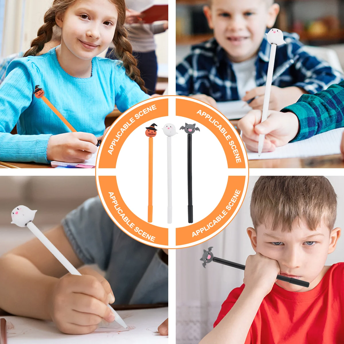 

6 Pcs Kids Stationary Halloween Gel Pen Themed Modeling Lovely Shape Tricky Pens Office Wholesale dealer lot