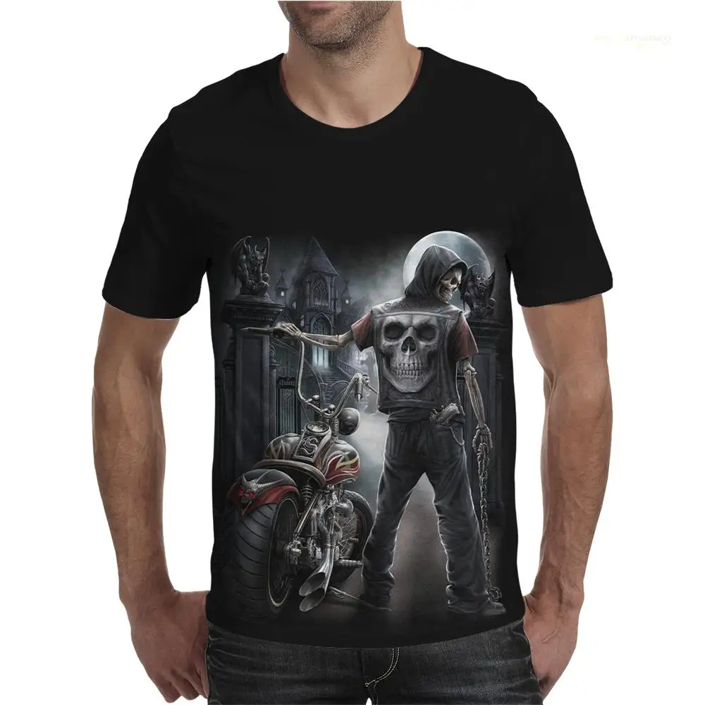 

Summer Horror Skull3DPrinting New Men's T Shirt O Neck Short Sleeve Casual Breathable Oversized Men's T Shirt Harajuku Top Men's