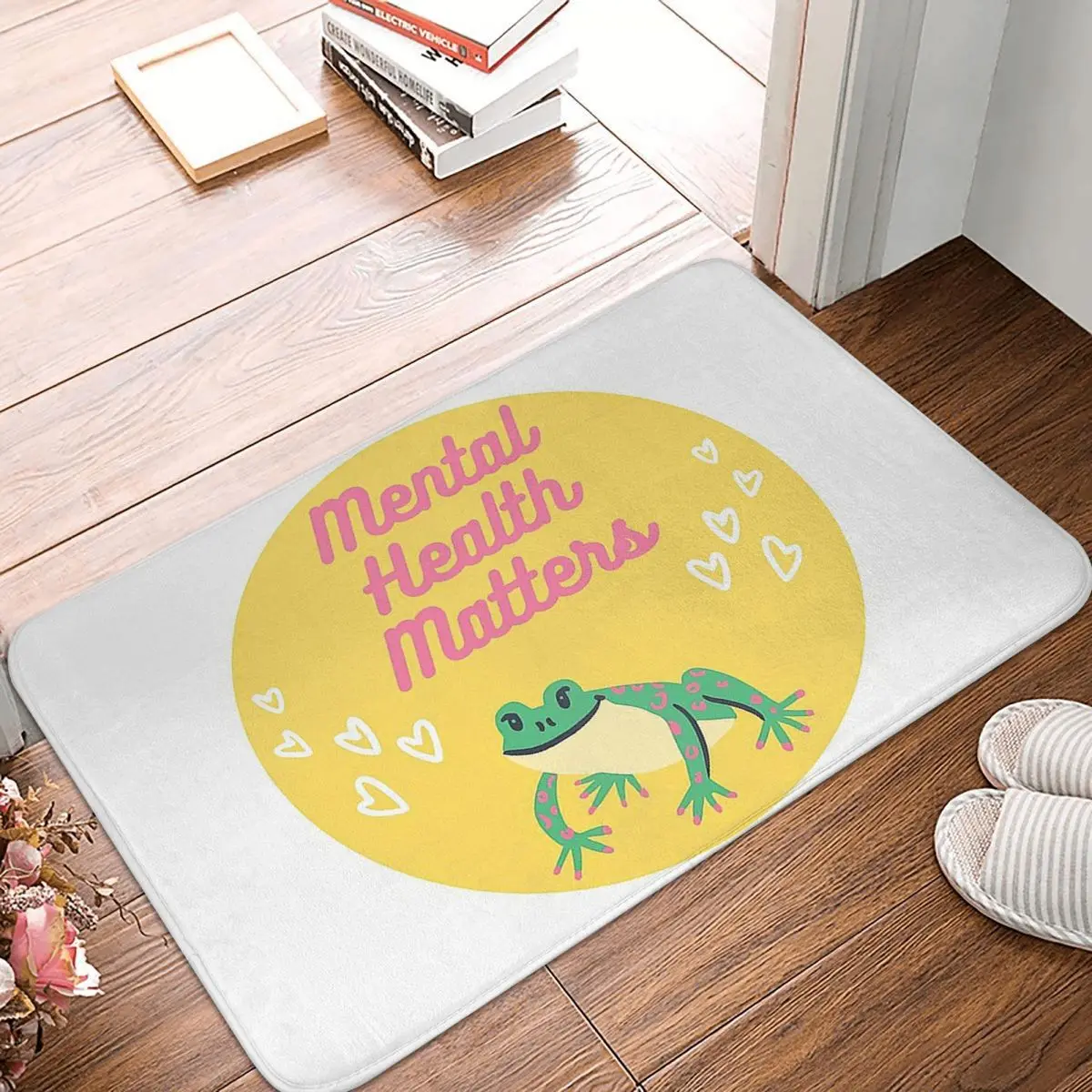 

Says Mental Health Matters Kitchen Non-Slip Carpet Frog Froggie Funny Interesting Living Room Mat Entrance Door Doormat Home Rug