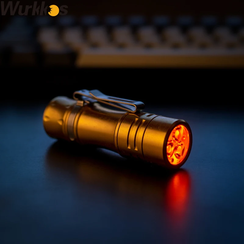 Wurkkos Brass TS10 Powerful Mini 14500 EDC Flashlight with 3* 90 CRI LEDs and Single Color Aux 1400LM Pocket Torch Anduril 2.0