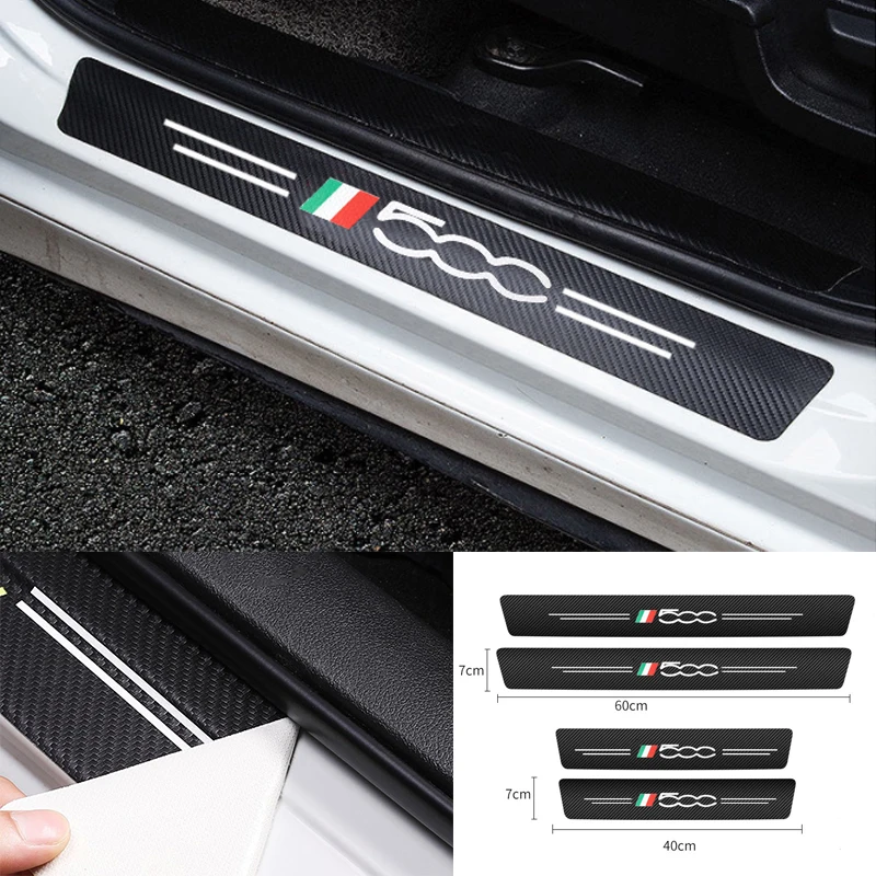 

4PCS Car Threshold Decals Protector Sticker Suitable For Fiat 500 500x 500l panda Tipo punto Auto Interior Decoration Accessorie