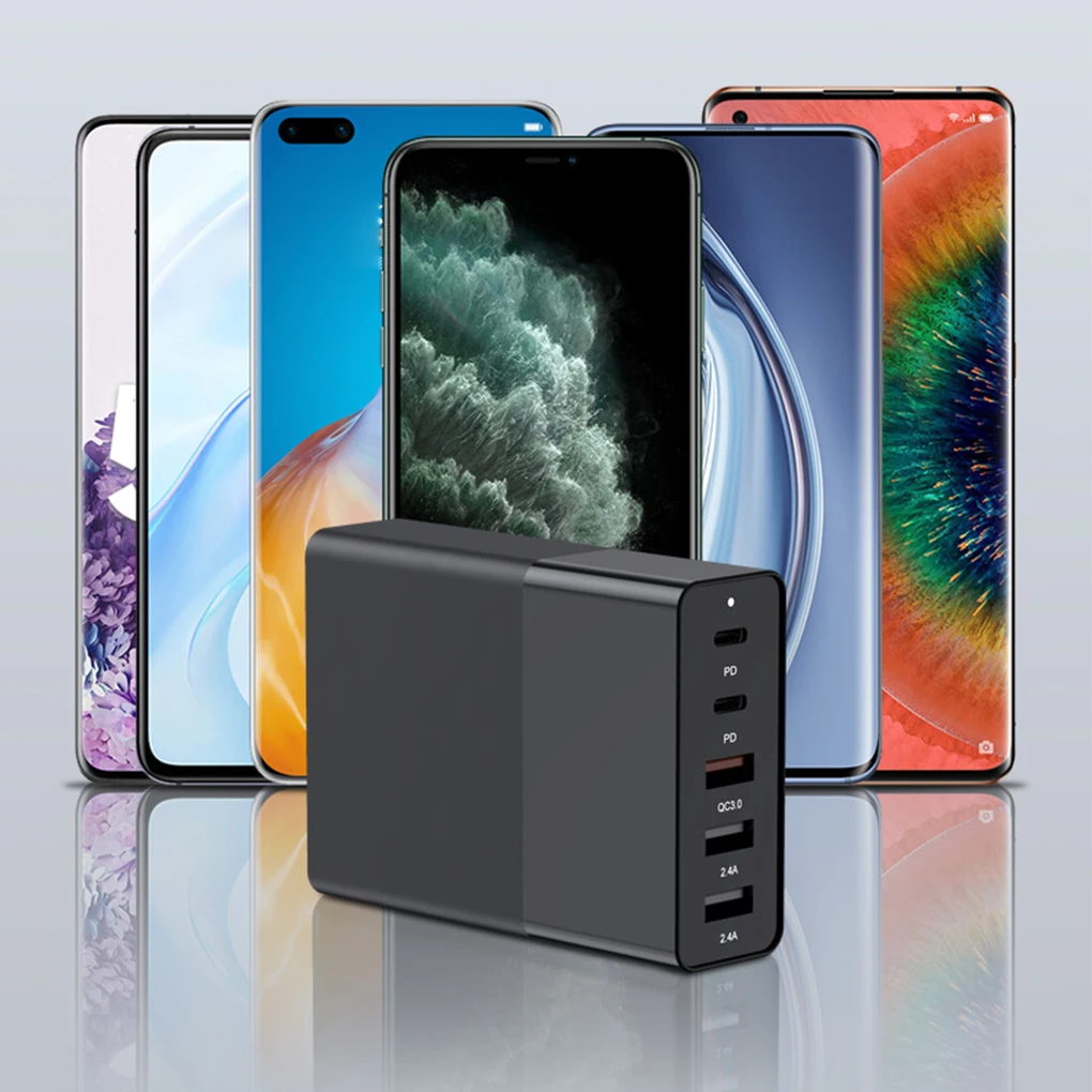 

ABS Cellphone Charger Portable Fast Charge Multi-port Universal Anti-flaming Tablet Fan Charging Adapter 6 Port 75W