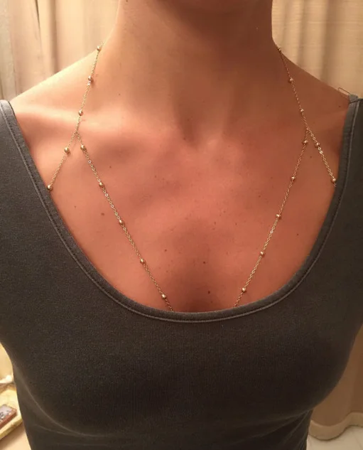 

Классическая перекрывающаяся стереоцепочка для женщин, сексуальная Модная бижутерия для тела, бисер геометрической формы, трендовая Золот...