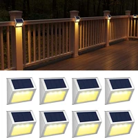 solar step lights stainless steel 3 led solar powered deck lights outdoor waterproof stair lights for step stairs pathway garden