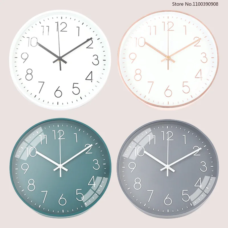 

12 Inch Wall Clock Nordic Simplicity Round Digital Pointer Mirror Glass Silent Clocks Living Room Bedroom Kitchen Home Decor