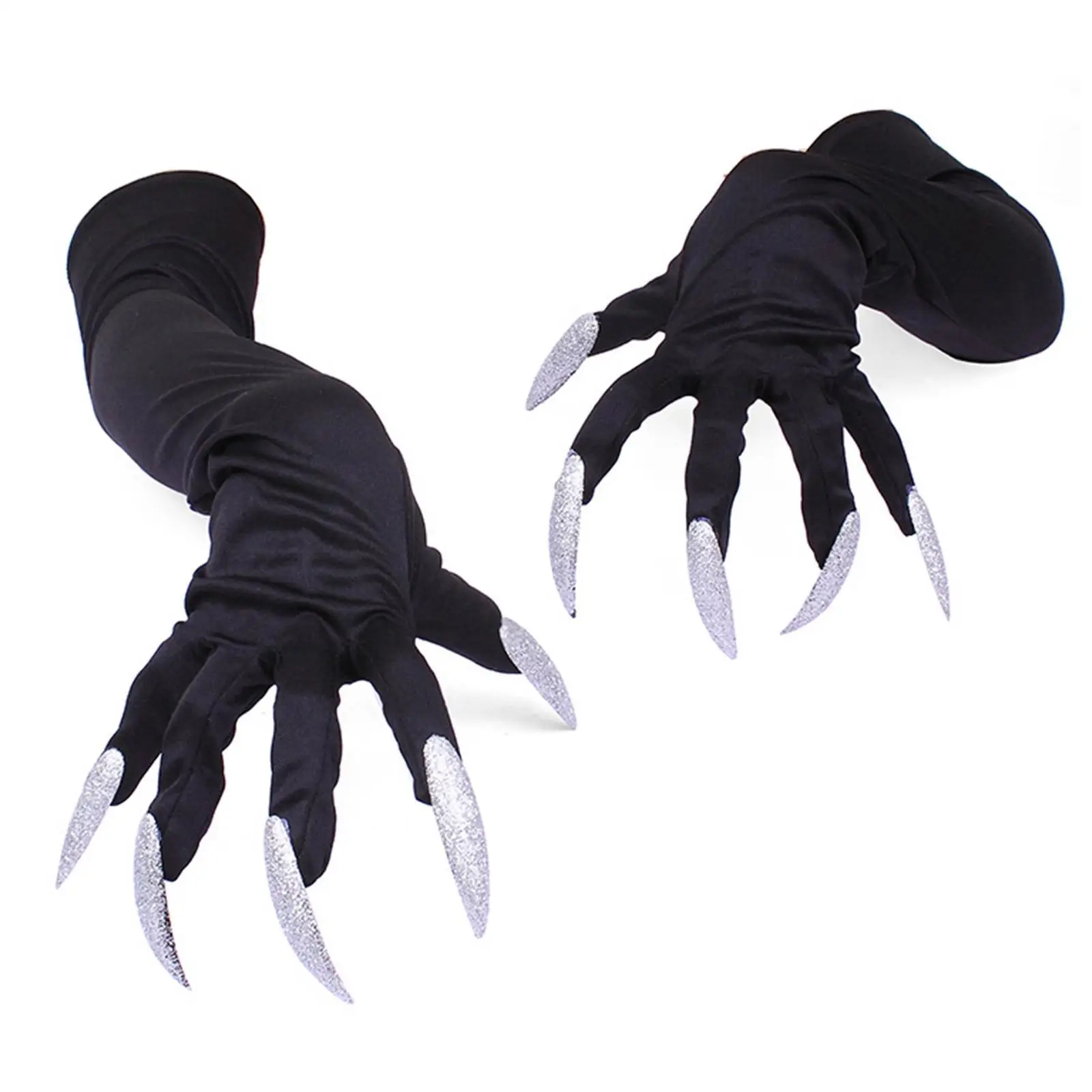 

1 Pair Long Claw Black Halloween Gloves Funny Gloves Long Nails Dress Up Gloves Halloween Party Cosplay Props