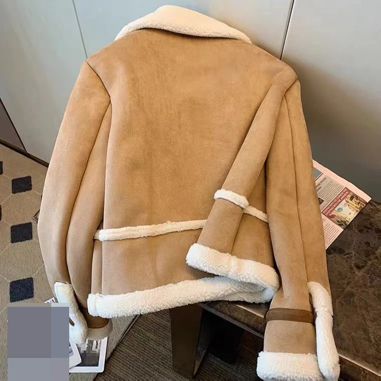 Lamb Fleece Coat Women's Autumn and Winter New 2022  Slim Style Retro Premium Top Deerskin  Thick （Winter)  Pockets