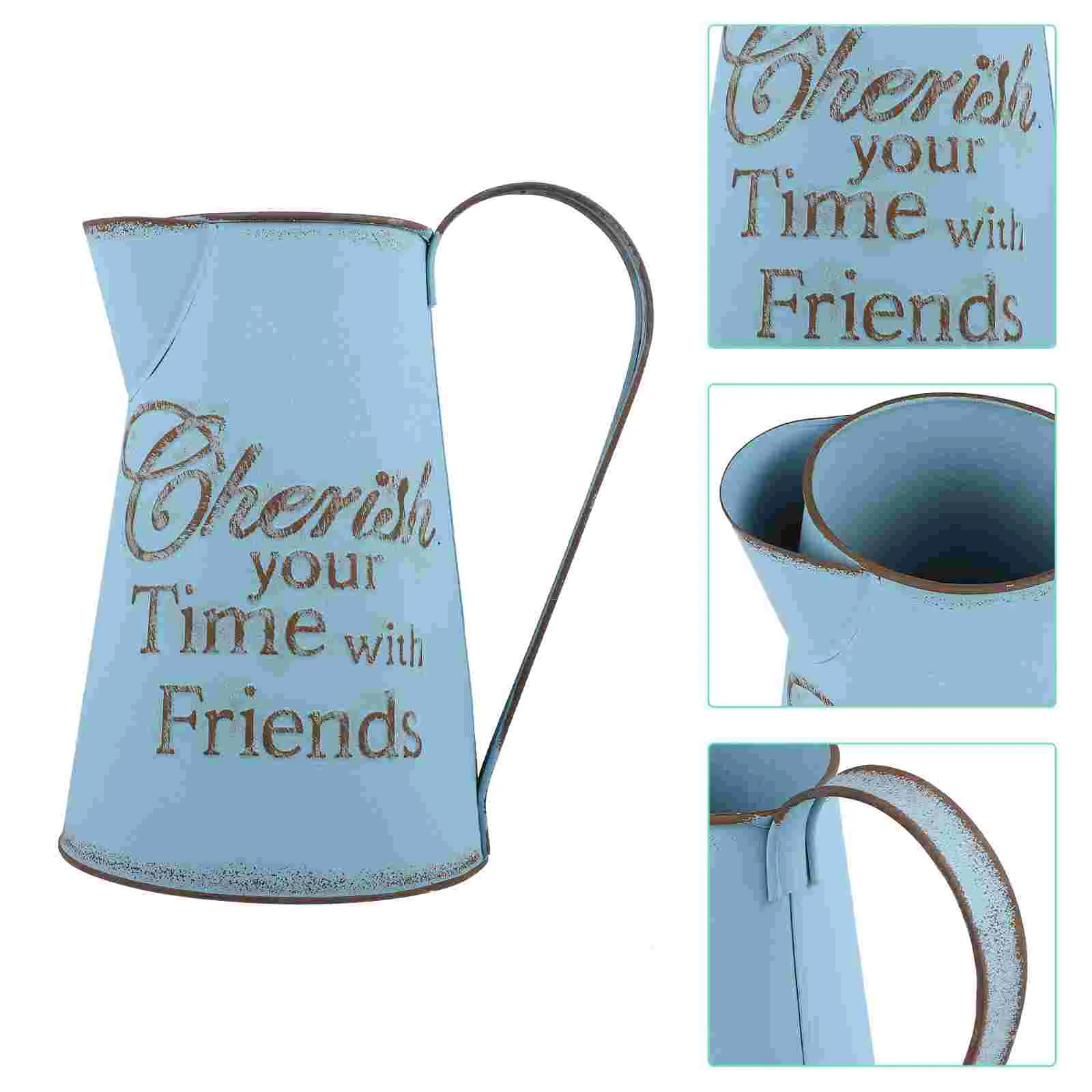 

Ваза, цветочное ведро, потертый металлический кувшин, шикарный кувшин, винтажный деревенский горшок, фермерский горшок, Оцинкованная желез...