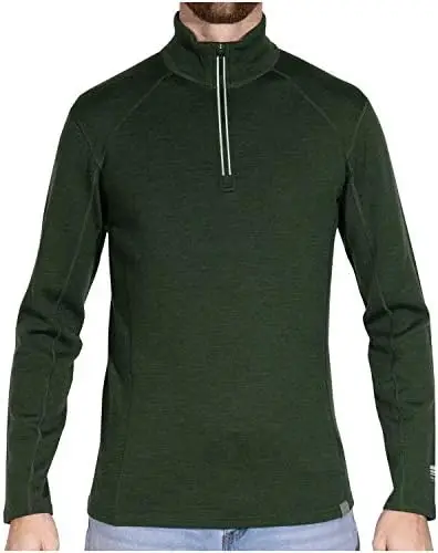 

Mens Base Layer 100% Merino Wool Heavyweight 400g Half Zip Sweater for Men