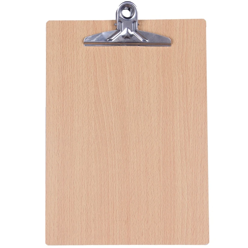 

A4 Wooden Clipboard File Folder Stationary Board Hard Board Writing Plate Clip Document Bag File Folder Clipboard Report Office