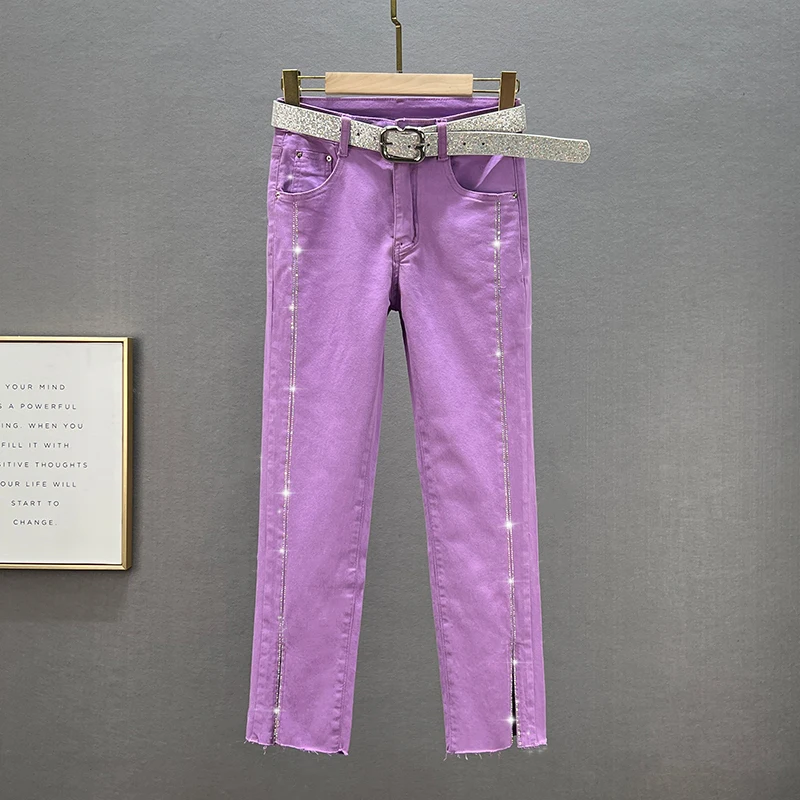 

Женские джинсы с высокой талией, облегающие укороченные брюки-султанки с эластичным поясом, белые джинсовые брюки, весна-лето 2023