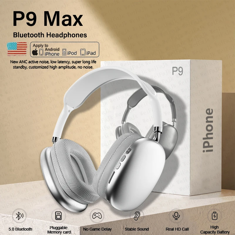 

Original Air Max P9 TWS Wireless Bluetooth Headphones Noise Cancelling Mic Pods Over Ear Sports Gaming Headset For Apple iPhone