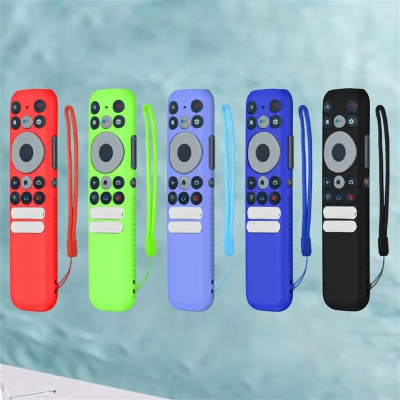 Silicone Remote Control Cover With Lanyard For Television Portable Dustproof Remote Cover Anti Slip Television Remote Cases