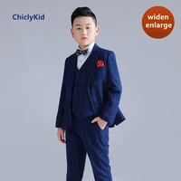 boys overweight plaid suit jacket child plus size blazer vest trousers kids clothes sets kids formal dress suits teen outfits
