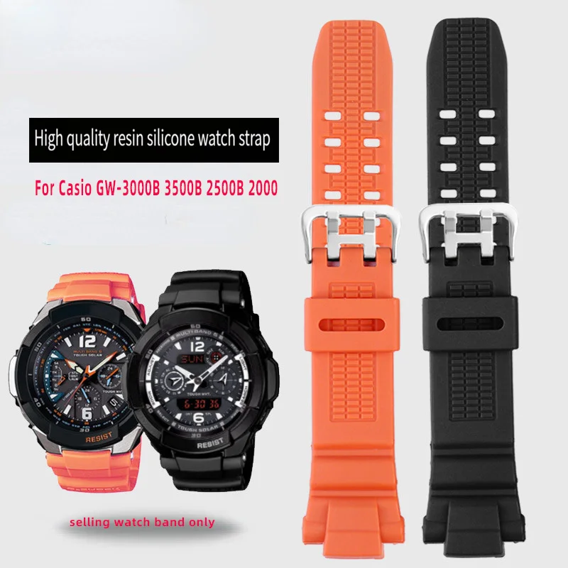 Black Orange Silicone Watchband for Casio G-SHOCK 5121 GW-3500B GW-3000B GW-2000 Men Sport Band Strap Watch Accessories