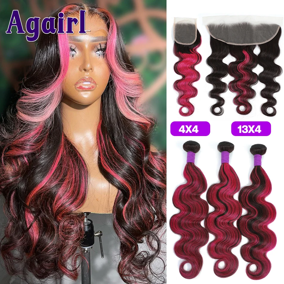 

Блестящие розовые волнистые искусственные волосы с фронтальной бразильской кутикулой, волнистые волосы с застежкой, искусственные человеческие волосы с застежкой 4X4