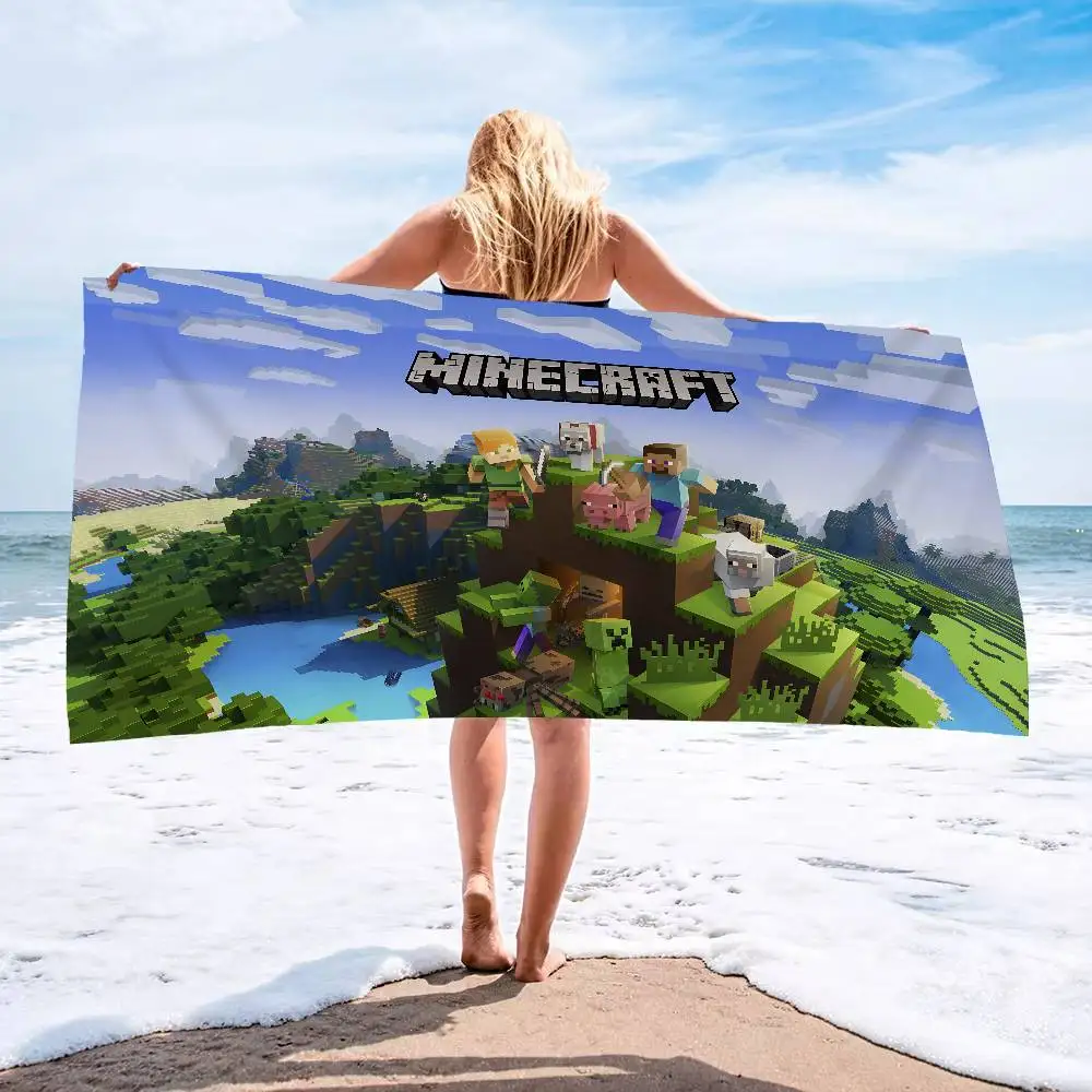 Фото Пляжное полотенце Hot Game M-Minecraft Classic Anime, мягкое, впитывающее, для плавания, детские подарки, для путешествий, кемпинга, спортзала №5