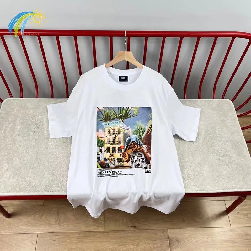 

KITH T-Shirt Men Women 1:1 Best Quality Classic Box Logo Oversized Oil Painting Print Simple Short Sleeve Summer Style Top Tee