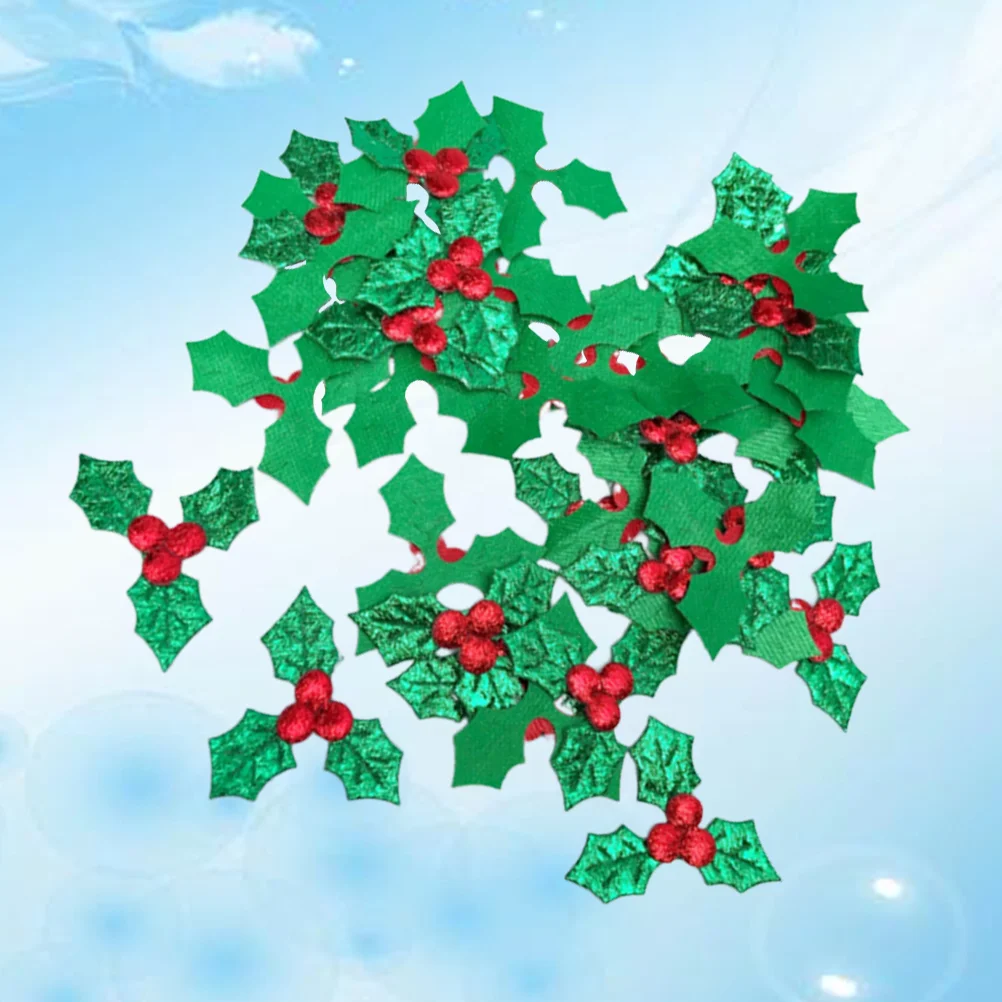 

Christmas Holly Artificial Leaves Berry Berries Leaf Xmas Fake Flowers Green Simulated Red Diy Wreath Material Cloth