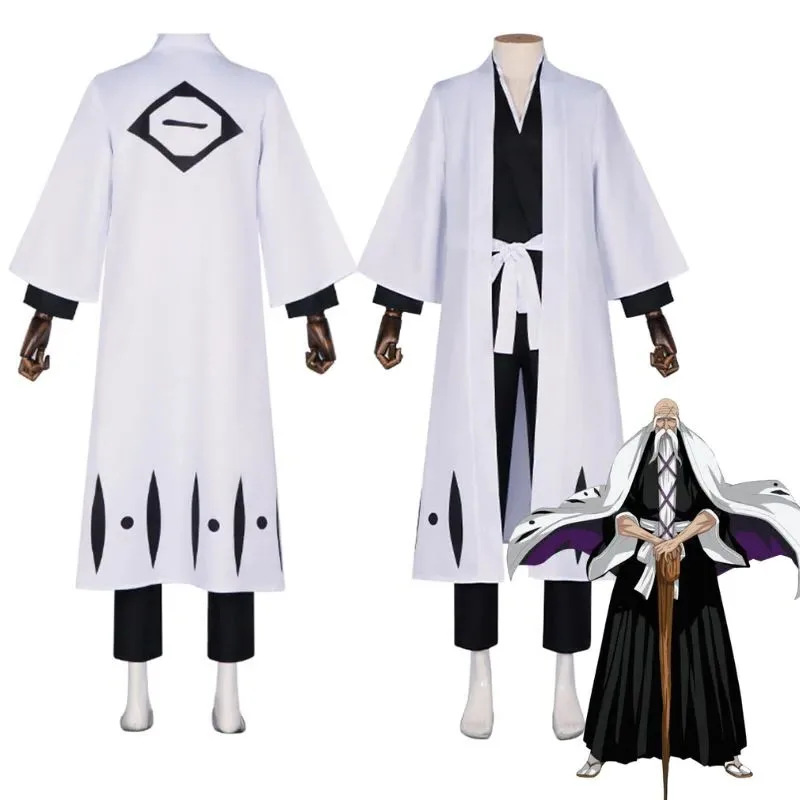 

Bleach Yamamoto Genryuusai Shigekuni Cosplay Men Women Costume Tops Pants Outfit Fantasia Roleplay Halloween Party Disguise Suit