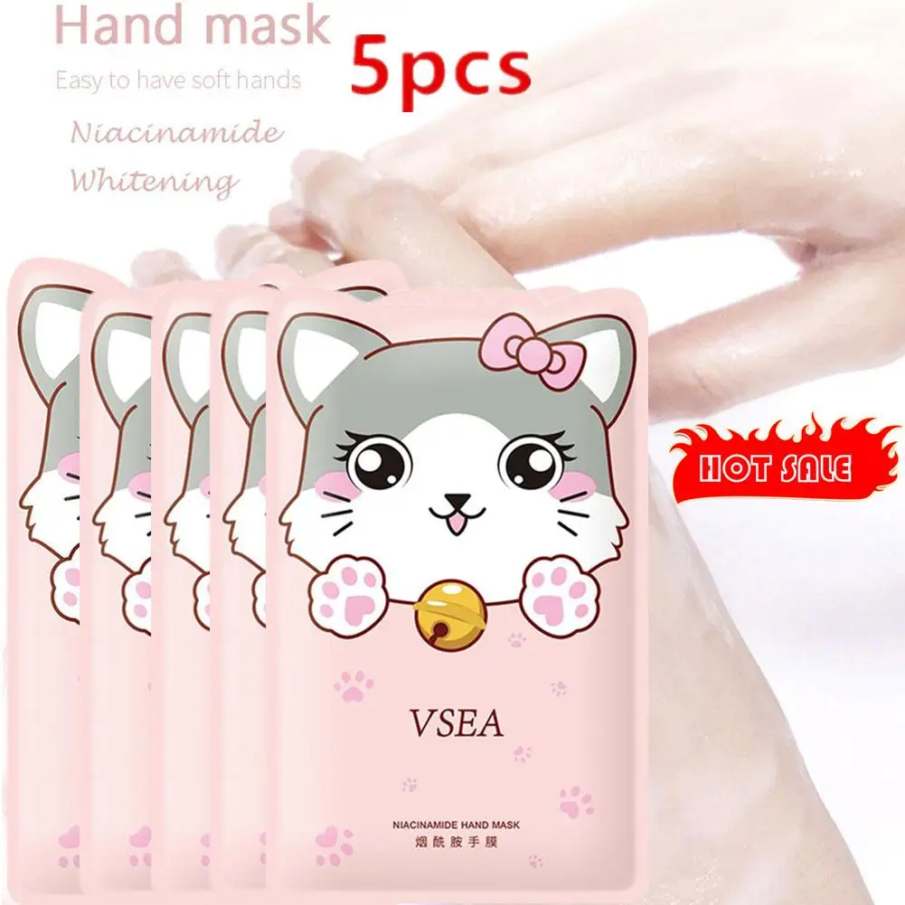 

5pcs 40ml Nicotinamide Cat Paw Hand Mask Moisturizing Whitening Tender Skin Care Exfoliating Calluses Repairing Cuticles