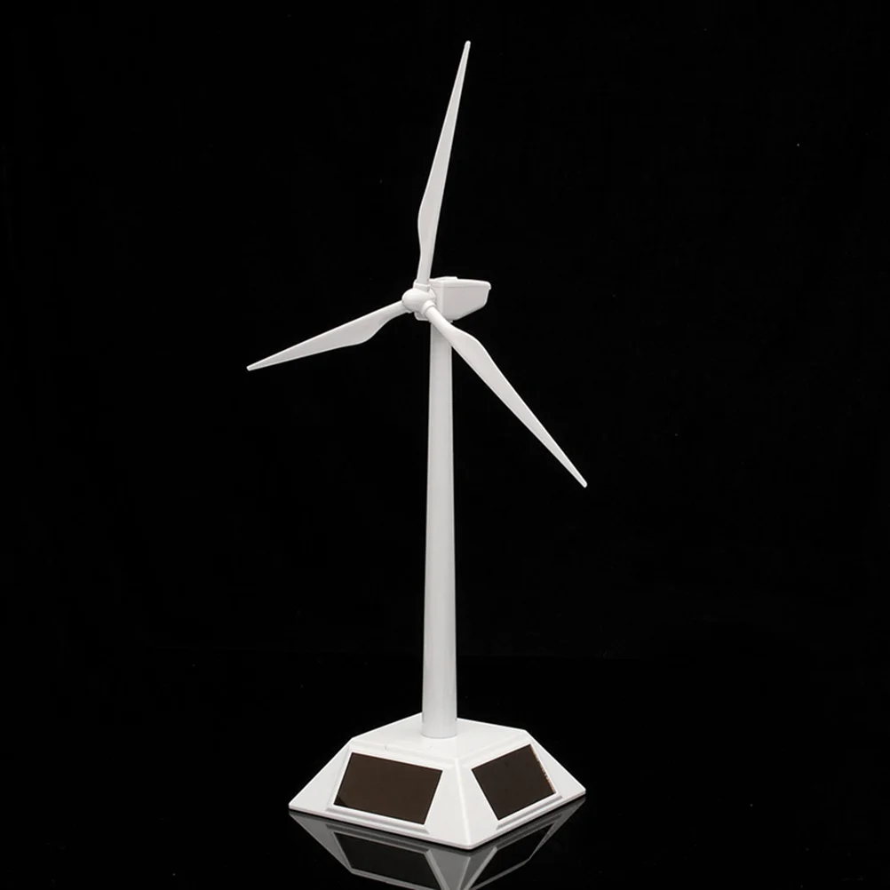 

DIY Desktop Wind Turbine Model Rotating Solar Powered Windmills Assembled Toys Plastics White Model for Students Education