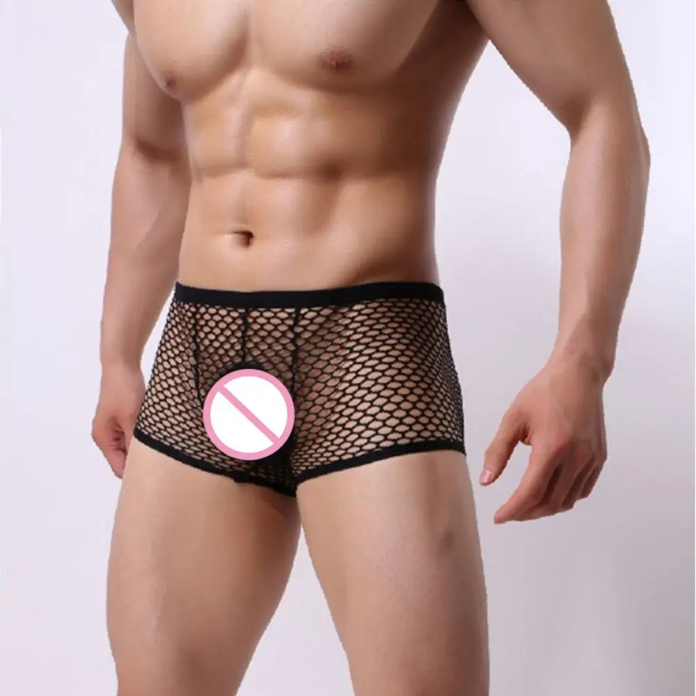 

Sexy Mesh Underwear Men Fishnet Boxers Shorts Transparent Erotic Gay Slips Lingerie Underpants Trunks Boxer Shorts Bottoms