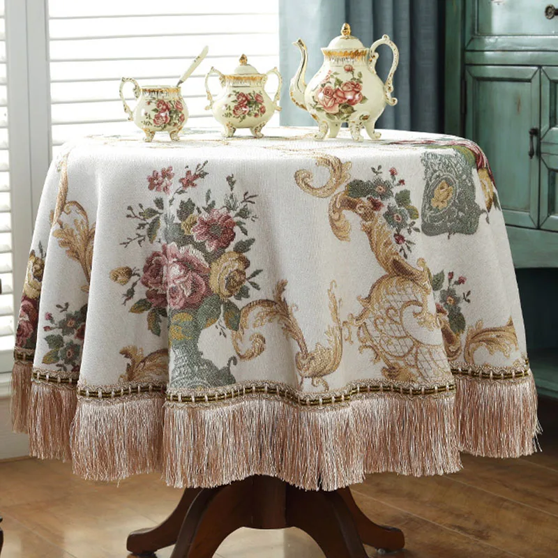 

Chenille Tablecloth Thicken Rectangular Table Cloth European Style Jacquard Dustproof Dining Table Cover Party Events Home Decor