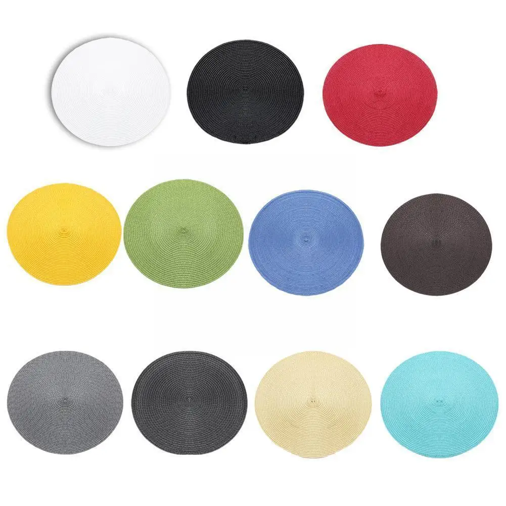 

38cm Round Big Woven Nordic Style Kitchen Placemat Coaster Coffee Table Mat Home Cup Pad Dish Decor Insulation I3X8