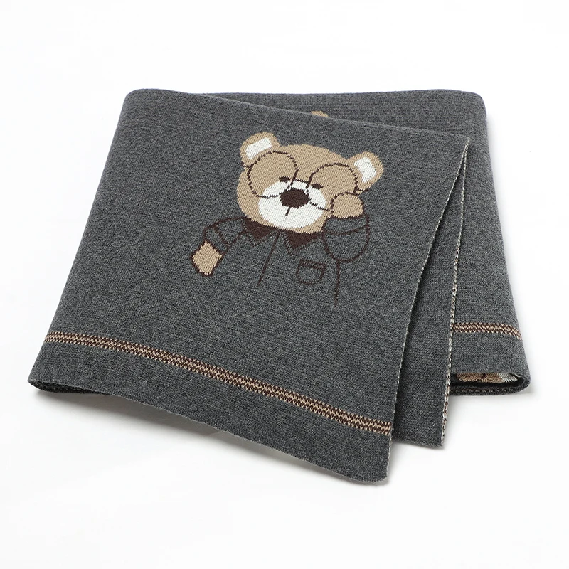 

Newborn Baby Blanket Cute Bear Infant Girl Knitted Bed Plaid Crib Quilts 100%Cotton 100*80CM Toddler Boy Stroller Swaddling Soft