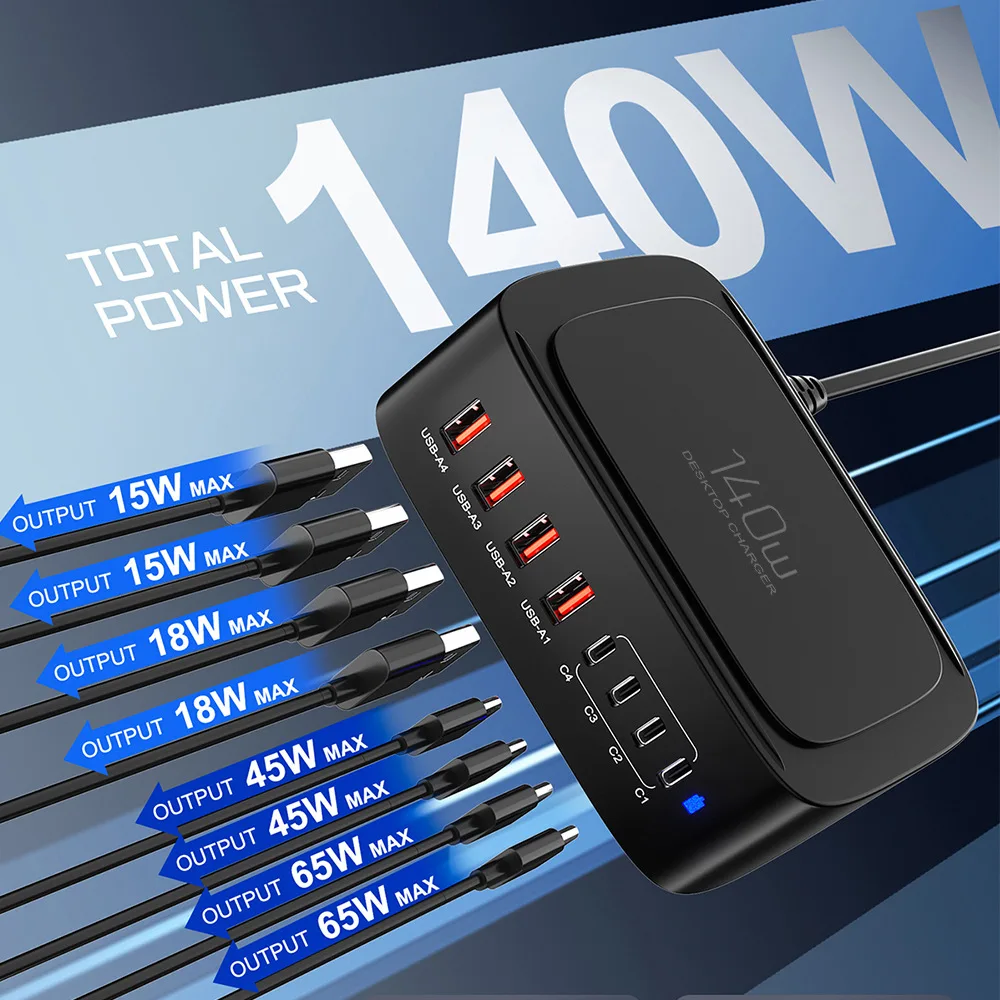 

Computer mobile phone multi-port charger high power 140W multi-port fast charging electrical charging head