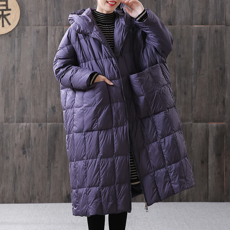 Parkas Women Loose Long Coat Duck Down Jacket Winter Female Thick Warm Overcoat Winter Jacket Women 2023 Stitching Hooded Parka
