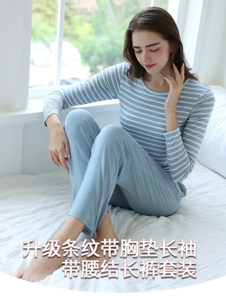 Женский осенне-весенний пижамный комплект больших размеров костюм из двух