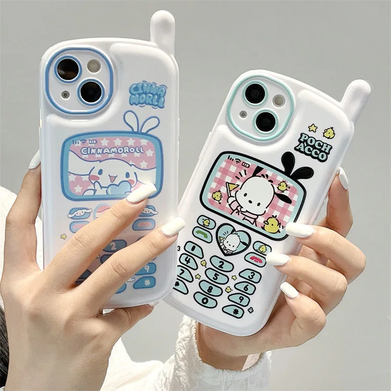 

Cartoon Sanrio Cinnamoroll Pochacco Telephone Phone Cases For iPhone 14 13 12 11 Pro Max 14 Pro XR XS MAX X Anti-drop Soft Cover