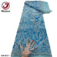 elegant bead tube lace fabric high quality embroidery sequin tulle lace fabric for party dress rjw 873
