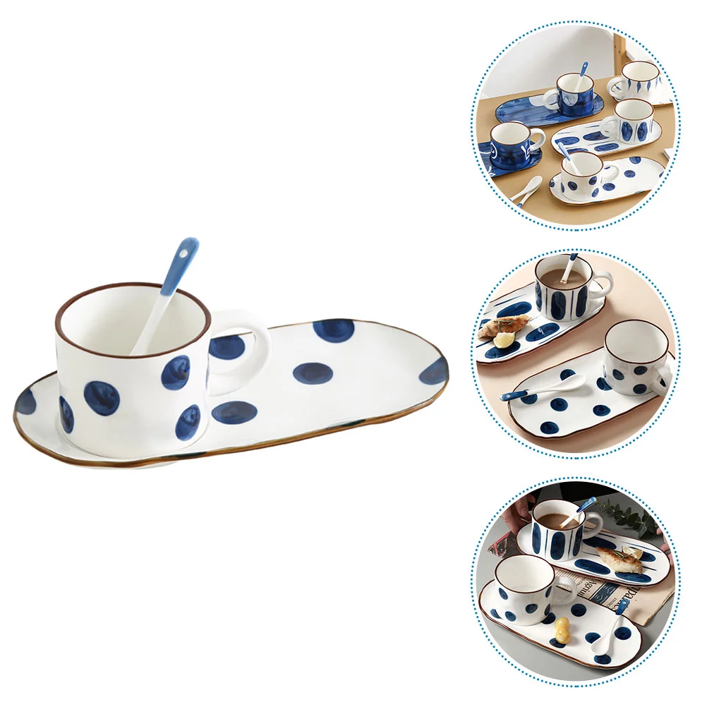 

Cup Plate Ceramicmugs Soup Sandwich Mug Saucercoffee Cups Combo Tea Plates Espresso Serving Set Sushi Spoon Breakfast Water