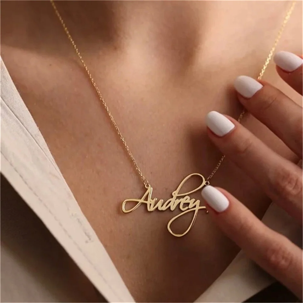 

Custom Stainless Steel Necklaces Personalized Jewelry Chain Pendant Name Fashion Gold Necklace For Women Gifts