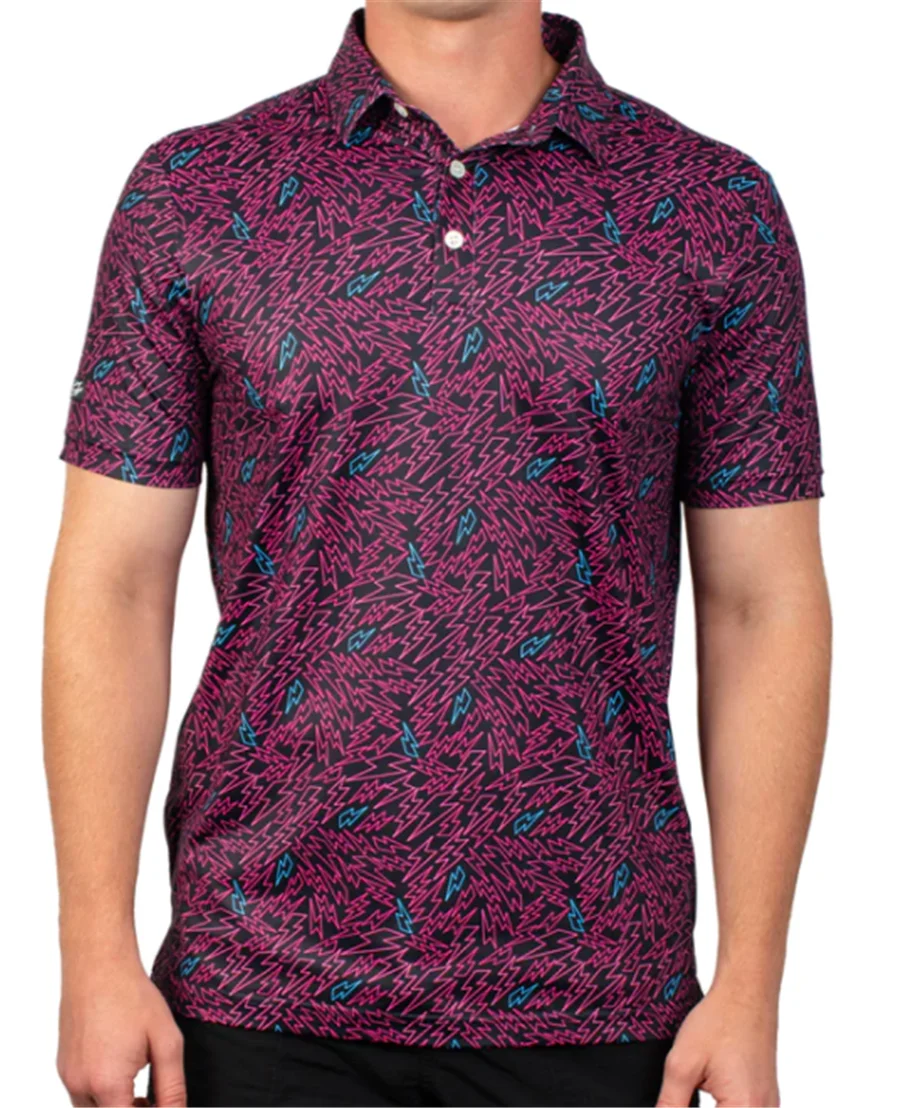 sunday swagger Men's fashion printed POLO shirt summer short -sleeved outdoor golf shirt F4 racing casual T -shirt Casual wild