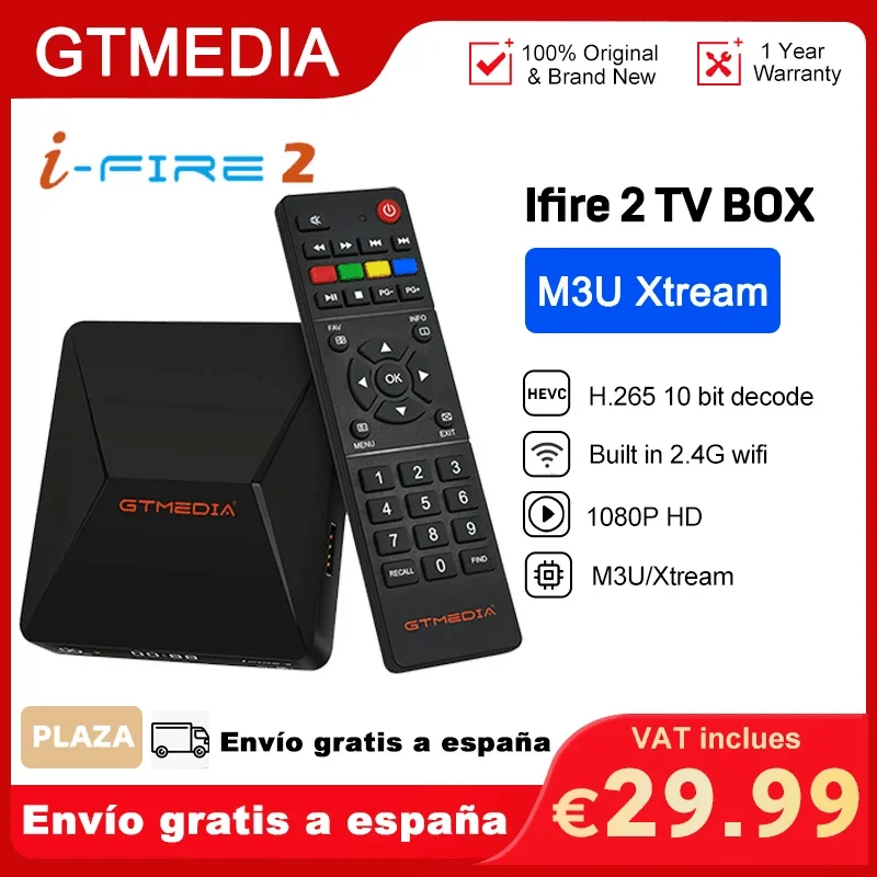 ТВ-приставка GTmedia Ifire 2 M3U 1080p HD H.265 10Bit Bulti In Wifi Ethernet MPEG 4 медиаплеер телеприставка со