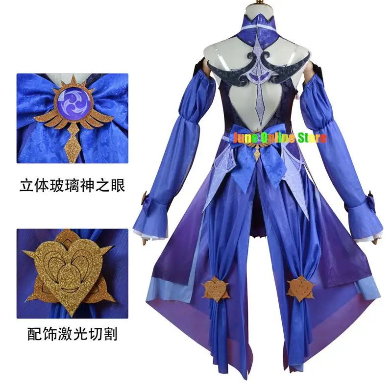 

Genshin Impact Full Set Fischl Cosplay Costume New Skin Ein Immernachtstraum Maid Costume Shoes Wig Anime Halloween Outfit