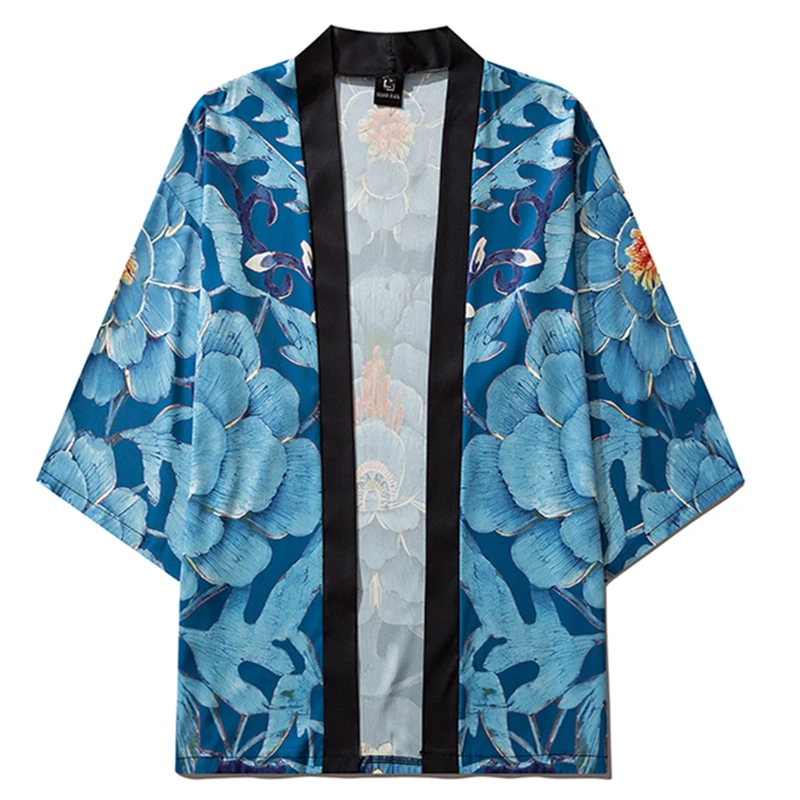 Fashion Blue Flower Print Japanese 