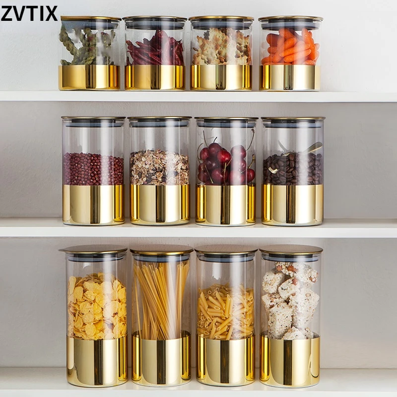 

Airtight Jar Moisture Proof Glass Candy Food And Vinegar Grain Storage Jars Bottles For Oil Spices Kitchen Canisters Trinket Box